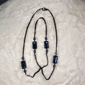 BCBG long dark gray and blue necklace 💙